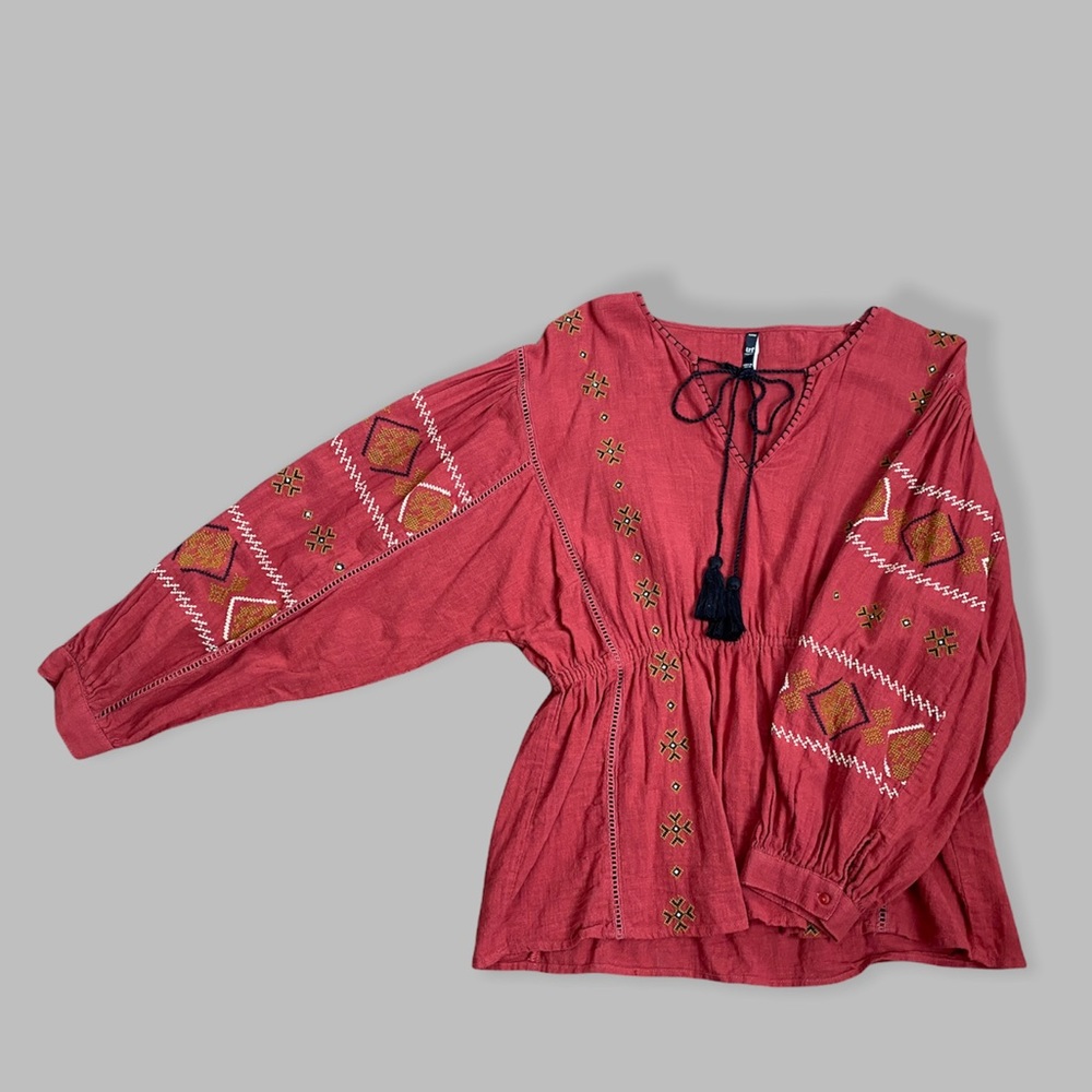 Zara Bohemian top blouse . Size M 100% cotton